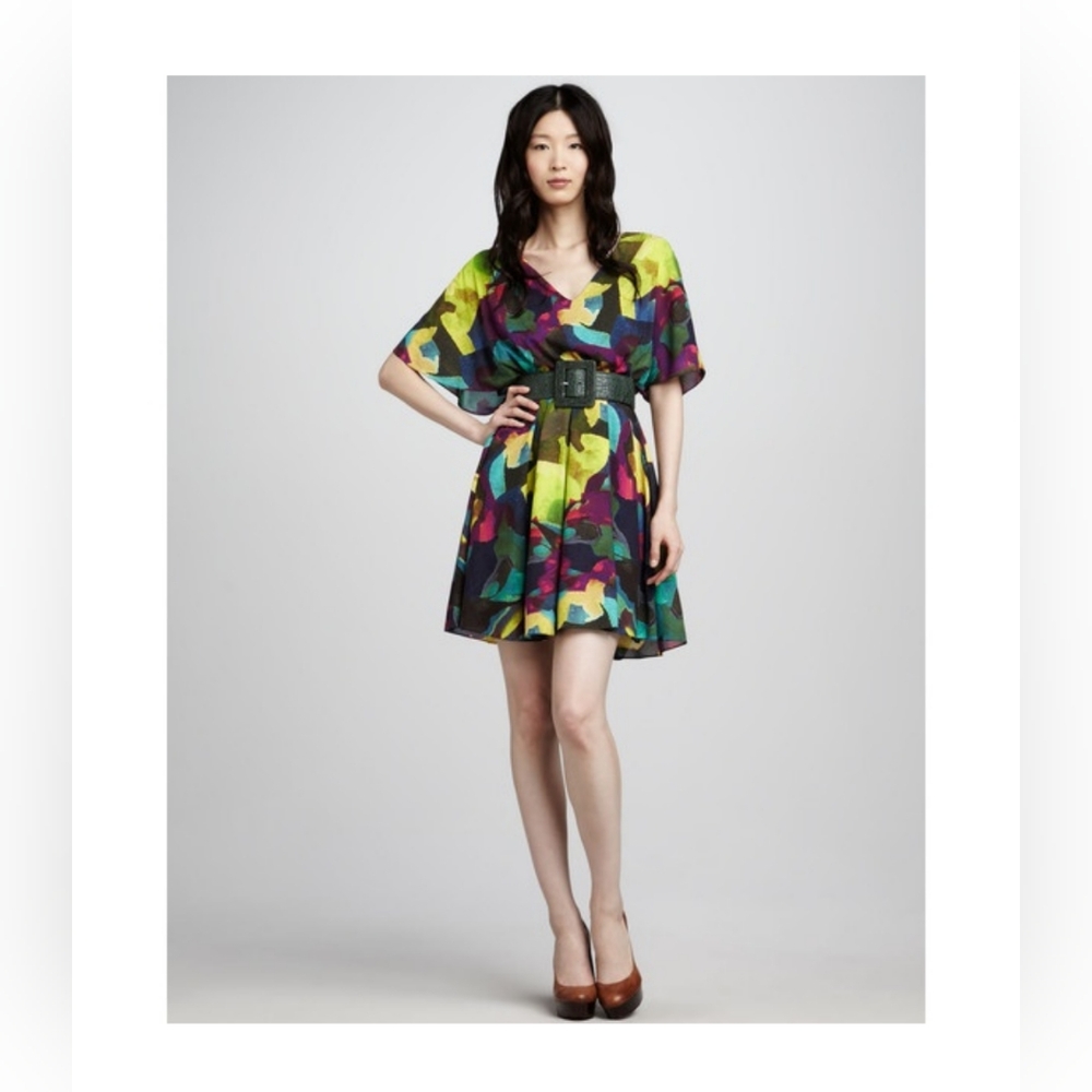 ALICE & OLIVIA Kyra Printed Silk Flowy Mini Dress Size S